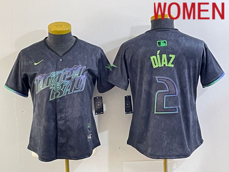 Women Tampa Bay Rays 2 Diaz Nike MLB Limited City Connect Black 2024 Jersey style 1